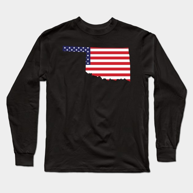 Oklahoma State Shape Flag Background Long Sleeve T-Shirt by anonopinion